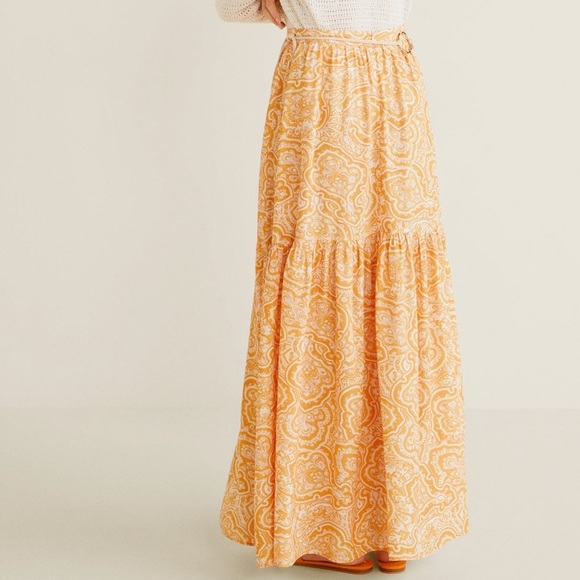 Mango Long Maxi Boho Flare Paisley Skirt S M - Picture 6 of 6